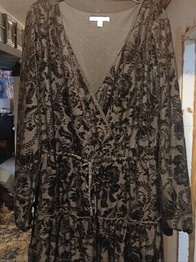Black Velvet Burnout Floral Wrap Dress